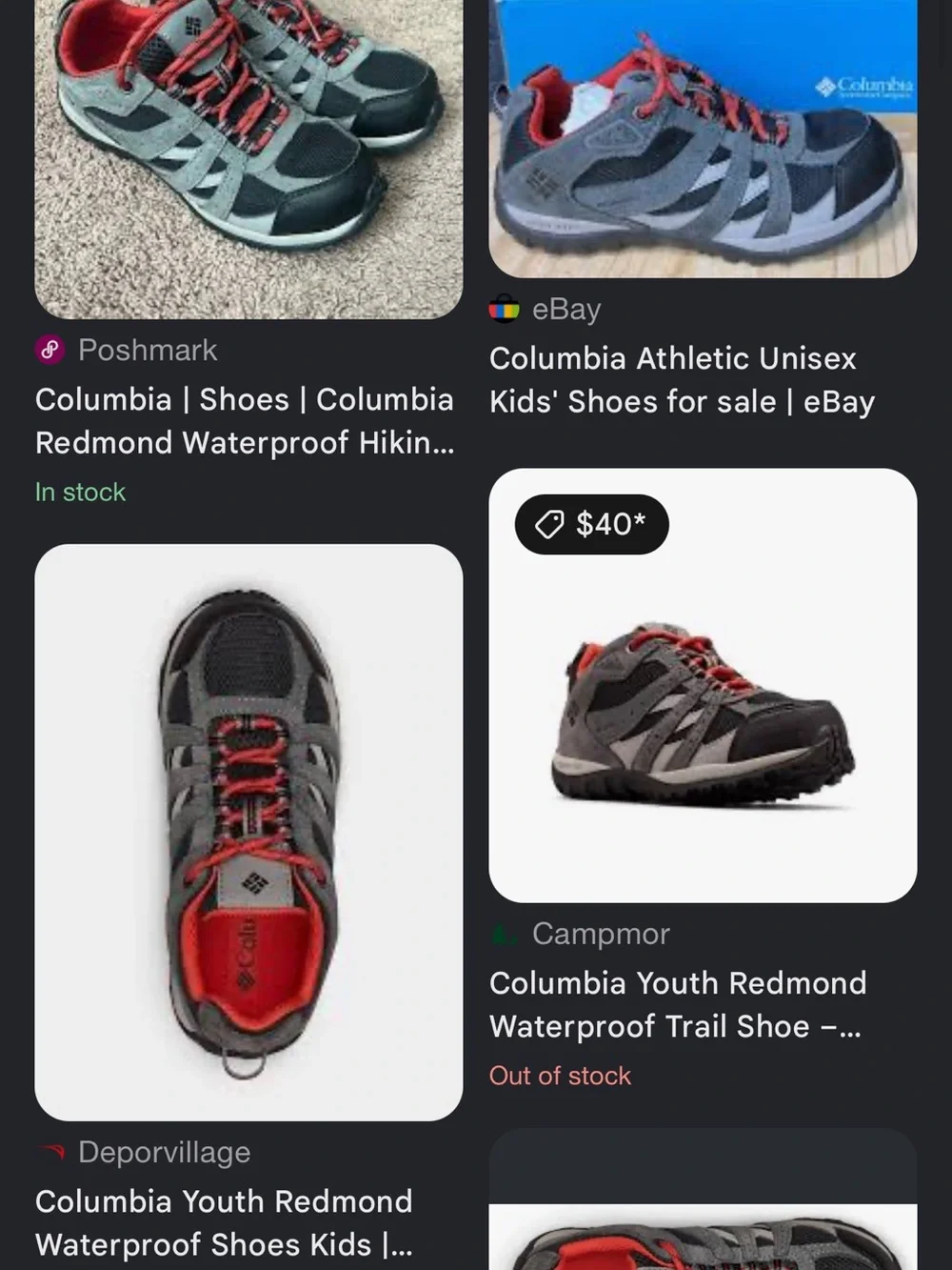 NEW: Columbia - size 2.5 / 3 Youth